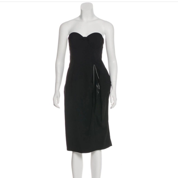 ★Org.$2480 Paris Runway Collection Piece JIL SANDER Wool Strapless Dress Black36 - Picture 5 of 15